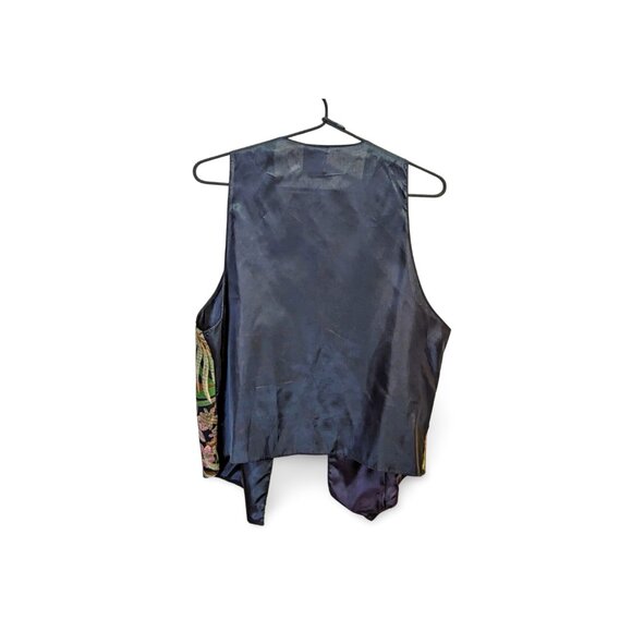 Vintage 90s Tapestry Vest Womens Large Floral Sleeveless Boho Grunge Top - Picture 2 of 6